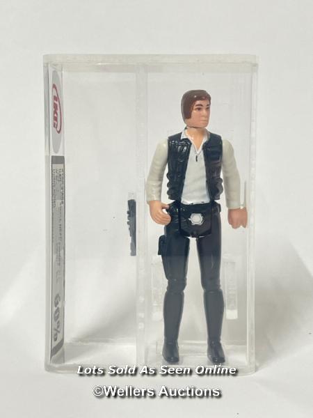 Star Wars vintage Han Solo (small head) 3 3/4" figure, HK, 1977, UKG graded 80% figure 80 paint 80.