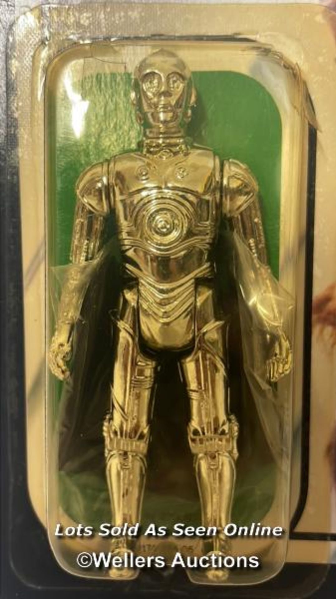 Star Wars vintage C-3PO (removable limbs) 3 3/4" figure, Kenner 1983, MOC, yellowed and damaged - Image 2 of 9