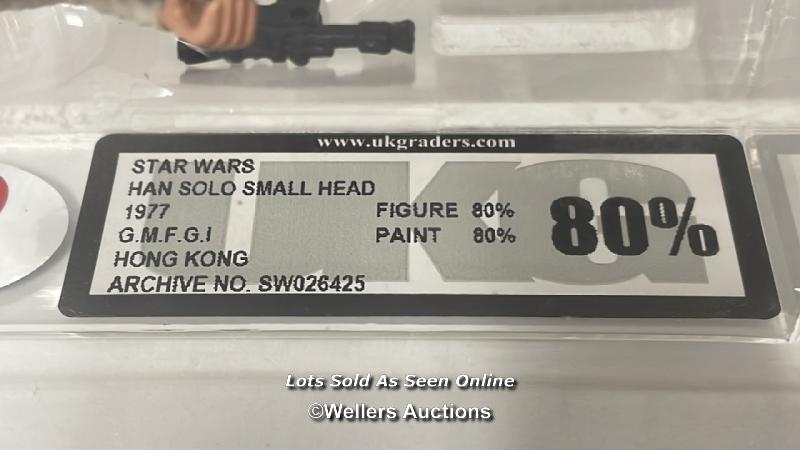 Star Wars vintage Han Solo (small head) 3 3/4" figure, HK, 1977, UKG graded 80% figure 80 paint 80. - Image 3 of 7