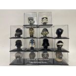 Collection of Star Wars miniature helmets including Darth Vader and C-3PO (15)