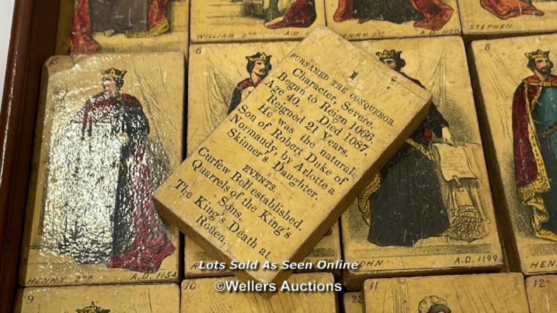Rare Victorian wooden block set "Sovereigns of England", 36 piece set of coloured illustrations - Image 3 of 5