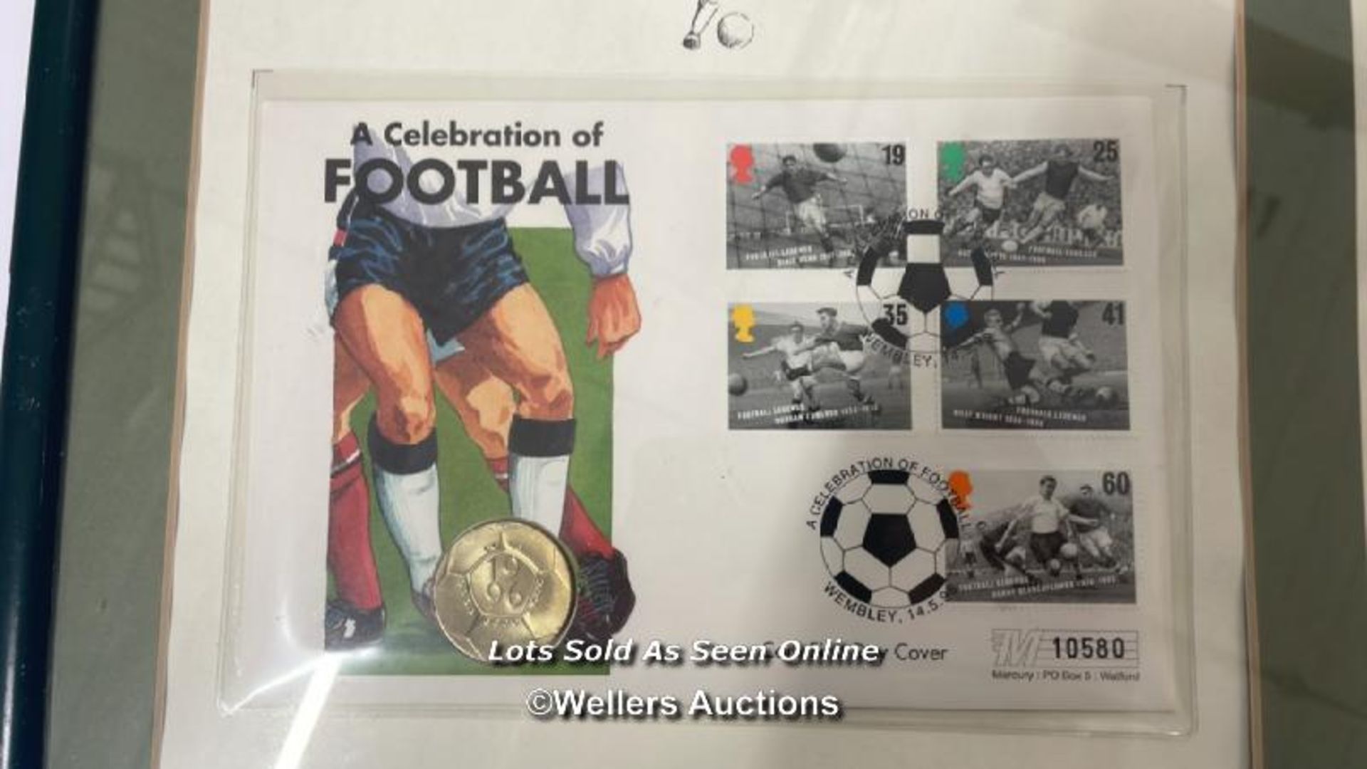 Framed European Football stamp collection 1st day covers with coins - Image 2 of 3