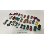 A group of die cast cars including Lesney D & E Type Jaguars, Ford Thunderbird No.75, Corgi Lotus