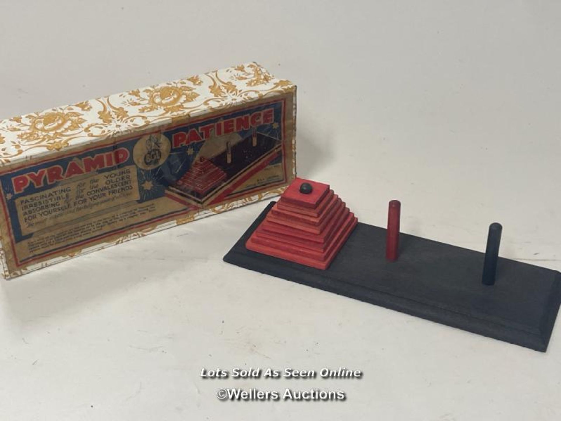 Vintage Pyramid Patience wooden game