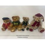 Four Harrods teddy bears, largest 33cm high