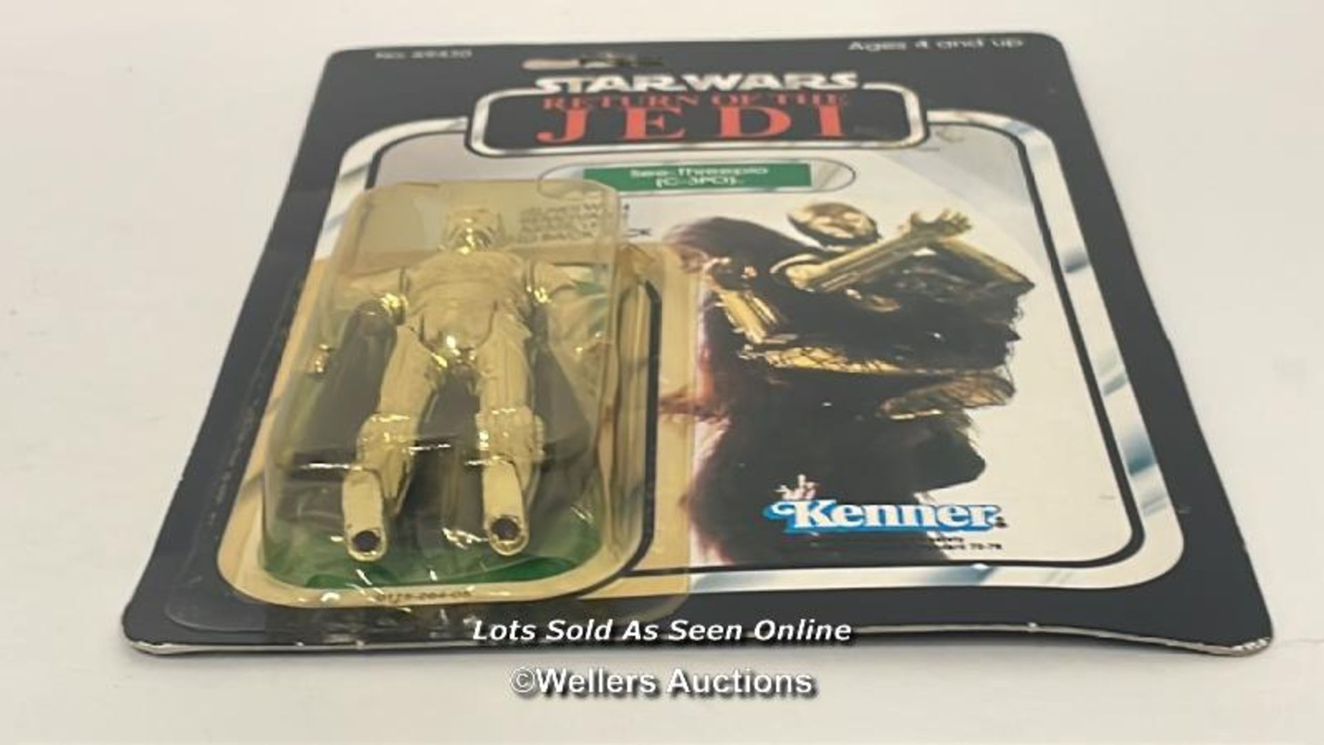 Star Wars vintage C-3PO (removable limbs) 3 3/4" figure, Kenner 1983, MOC, yellowed and damaged - Image 5 of 9