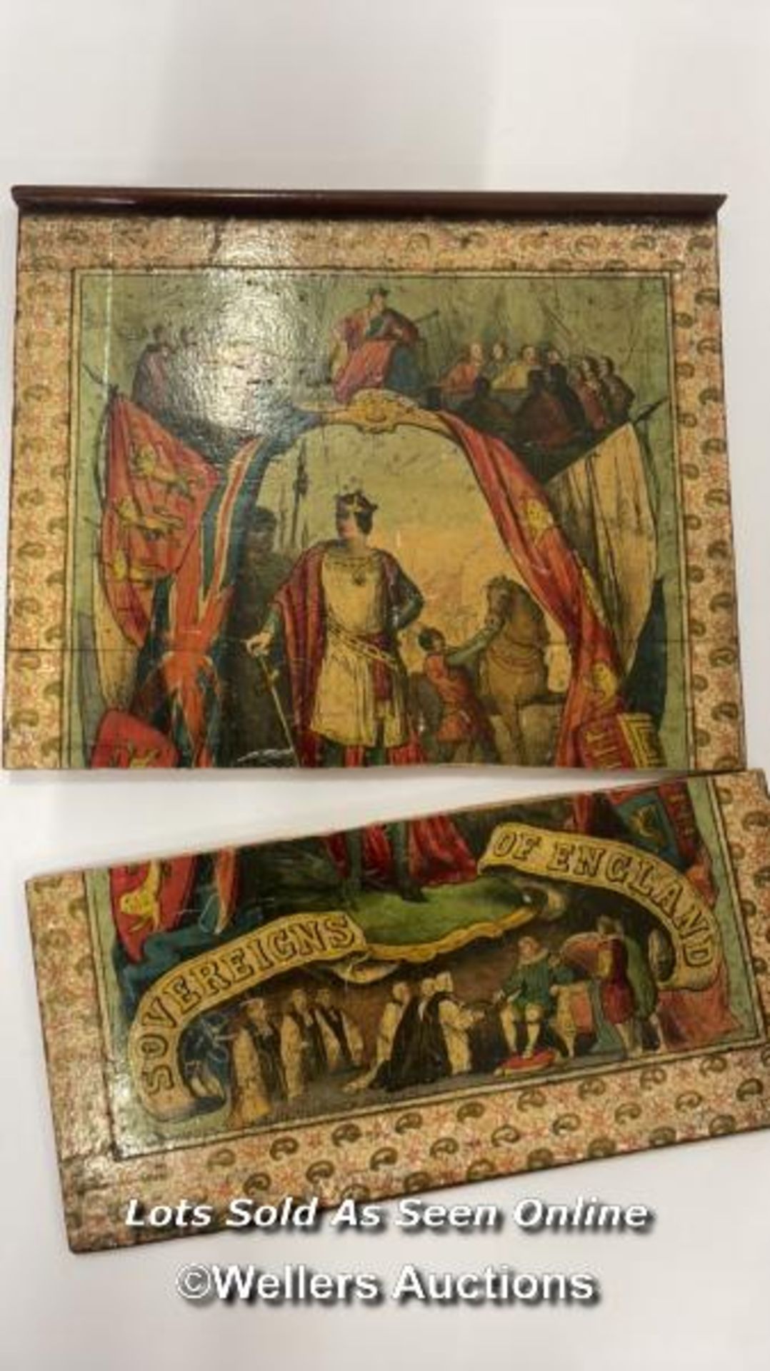 Rare Victorian wooden block set "Sovereigns of England", 36 piece set of coloured illustrations - Image 4 of 5