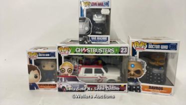 Funko Pop collectables including Ghostbusters Ecto -1 with Jillian Holtzman no. 23, Captain