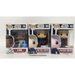 Three Star Wars Funko Pop figures including 2 x Han Solo No.86 (Snow Gear) Loot Crate Exclusive