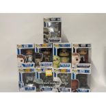 Nine Star Wars Funko pop figures including Princess Leia no.4 , Boba Fett No.8 and Jabba the Hutt