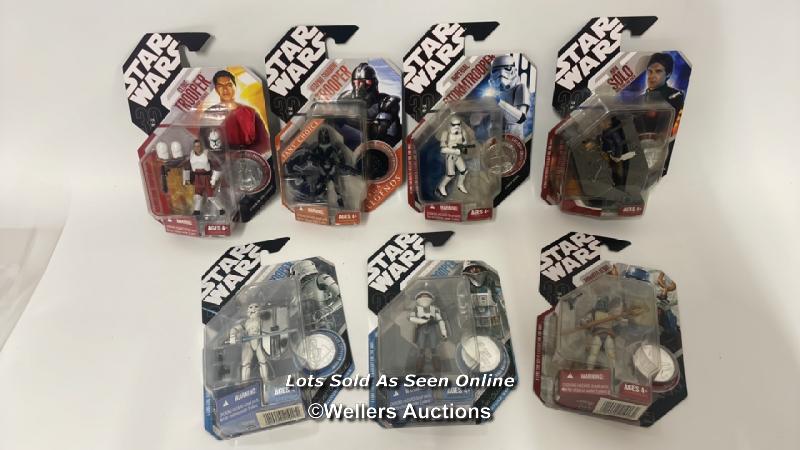 Hasbro Saga Legends five carded figures including Clone Trooper (Training Fatigues), Utapau Shadow