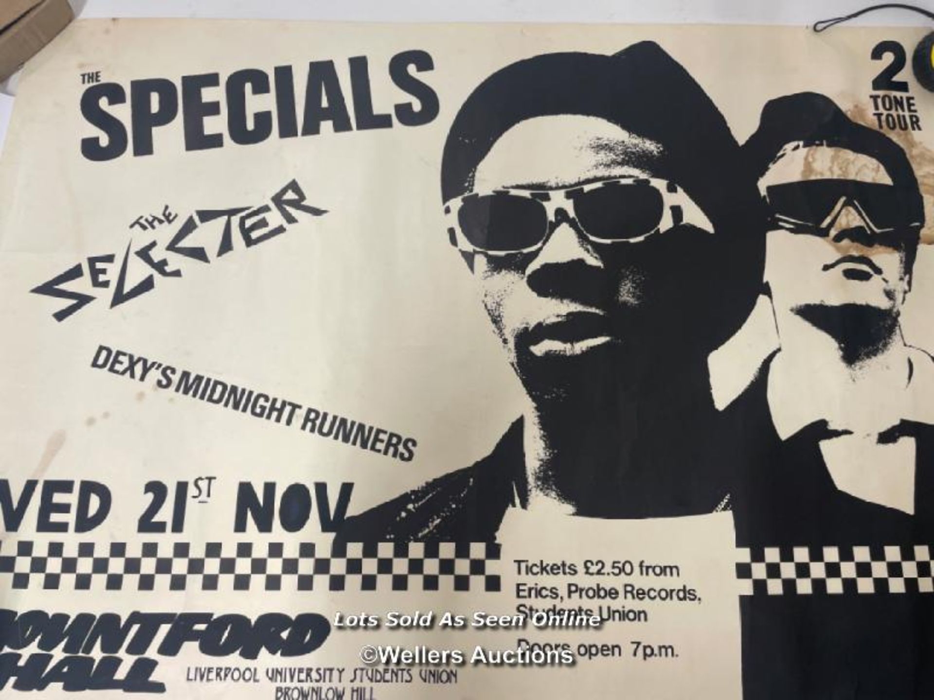 *RARE, THE SPECIALS POSTER FOR THE 2 TONE TOUR, MOUNTFORD HALL LIVERPOOL UNIVERSITY ALSO FEATURING