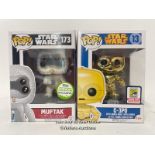 Two Star Wars Funko Pop figures including C-3PO - 2015 SDCC Limited edition no.13 and Muftak Funko