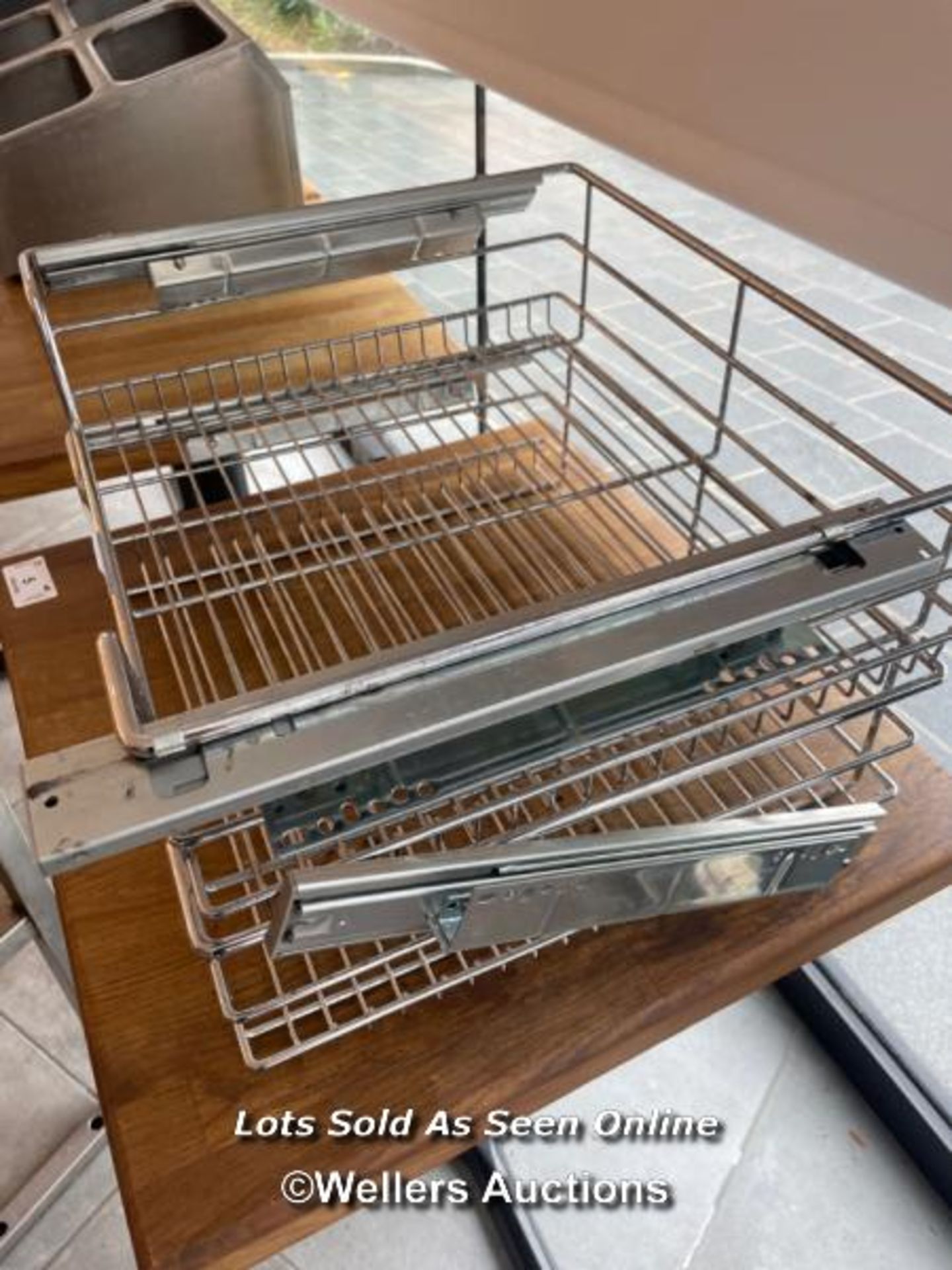 X2 STAINLESS STEEL SLIDING RACKS - EACH 14CM H 49.5CM W X 42.5CM D / THE LOTS IN THIS AUCTION ARE - Image 2 of 2