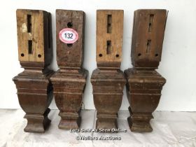 X4 BURROUGHES & WATTS EX-SNOOKER SOLID ENGLISH OAK INTERNAL LEGS CIRCA 1900, SERIAL NUMBER 19078.