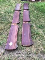 X2 LONG EX-SNOOKER TABLE MAHOGANY PLANKS, CIRCA 1890. SIZE 325CM X 30CM / ITEM LOCATION: KT14,