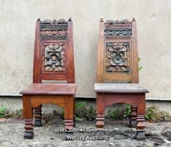 TWO CHILDREN'S ORIENTAL HARDWOOD CARVED CHAIRS / COLLECTION LOCATION: PULBOROUGH (RH20), FULL