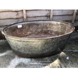 *LARGE GALVINISED OVAL PLANTER WITH HANDLES 25 CM(H) X80 CM(DIA) / COLLECT FROM WELLERS AUCTIONS