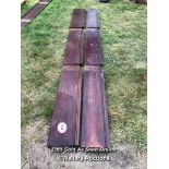 X2 LONG ANTIQUE EX-SNOOKER TABLE SOLID MAHOGANY PLANKS, CIRCA 1900. SIZE 325CM X 27CM / ITEM