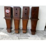 X4 THURSTON EX-SNOOKER INTERNAL LEGS IN MAHOGANY (TAPERING SQUARE SLOTTED) CIRCA 1930. SIZE 74CM X