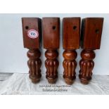 X4 EX-SNOOKER TABLE CORNER LEGS IN MAHOGANY (FLUTED TULIP), CIRCA 1890. SIZE 75CM X 16CM X 16CM /