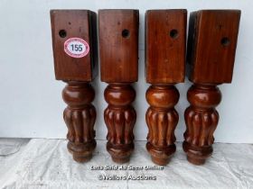 X4 EX-SNOOKER TABLE CORNER LEGS IN MAHOGANY (FLUTED TULIP), CIRCA 1890. SIZE 75CM X 16CM X 16CM /