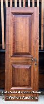 SOLID HARDWOOD DOOR, POSSIBLY WALNUT (EX EMBASSY), WITH ITALIAN HINGES, 204CM (H) X 73CM (W) X