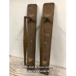 *MATCHING PAIR OF BRASS PULL HANDLES WITH FIVE COUNTERSUNK SCREW HOLES, 46CM (L) X 6.5CM (W) /