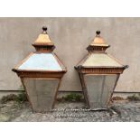 A PAIR OF LARGE VINTAGE LAMPS, 80CM X 45CM, ONE PANE MISSING / COLLECTION LOCATION: PULBOROUGH (