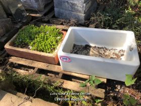 (NO VAT) TWYFORDS BELFAST SINK AND ONE OTHER SHALLOW TROUGH FROM BOURNE VALLEY POTTERY, LARGEST 26C