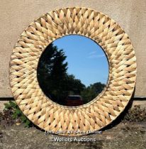 WOVEN RUSH MIRROR, 60CM (DIA) / COLLECTION LOCATION: PULBOROUGH (RH20), FULL ADDRESS AND CONTACT