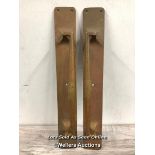 *MATCHING PAIR OF BRASS PULL HANDLES WITH FIVE COUNTERSUNK SCREW HOLES, 46CM (L) X 6.5CM (W) /