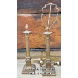 TWO LARGE COLUMN BRASS LAMP STANDS, 52CM (H) / COLLECTION LOCATION: PULBOROUGH (RH20), FULL