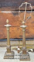 TWO LARGE COLUMN BRASS LAMP STANDS, 52CM (H) / COLLECTION LOCATION: PULBOROUGH (RH20), FULL