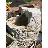 (NO VAT) CONCRETE WELL POT, PREVIOUSLY REPAIRED AND IN NEED OF FUTURE RESTORATION, 59CM (H) X 62CM