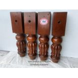 X4 EX-SNOOKER TABLE SLOTTED LEGS IN MAHOGANY (FLUTED TULIP), CIRCA 1890. SIZE 75CM X 16CM X 16CM /