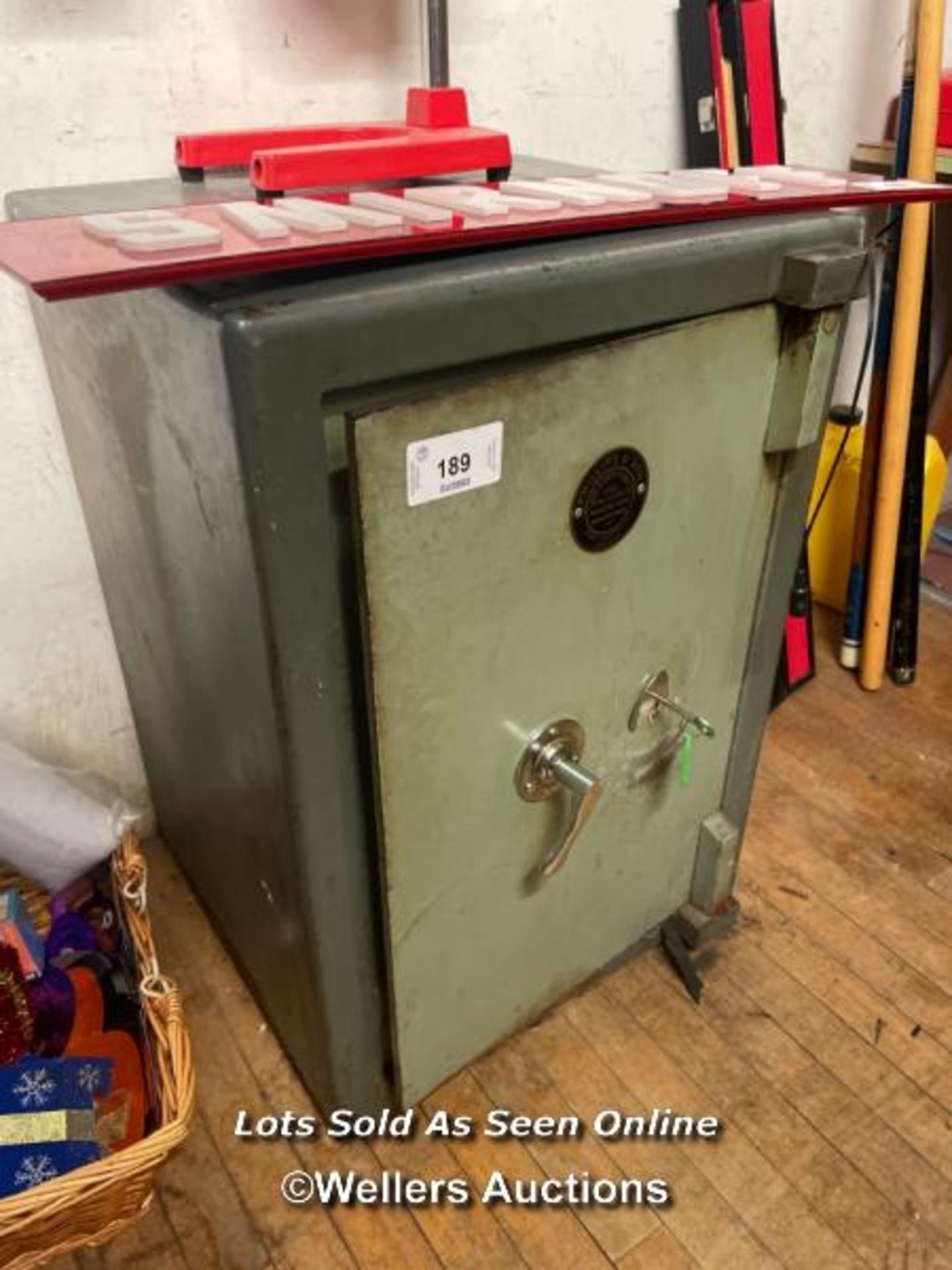 PHILLIPS AND SON LOCK AND SAFE, WITH KEY, 67CM (H) X 45CM (D) X 46CM (W) / COLLECTION LOCATION: