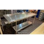 BARTLETT TWO TIER STAINLESS STEEL COMMERCIAL KITCHEN WORK BENCH, 90CM (H) X 180CM (W) X 60CM (D) /