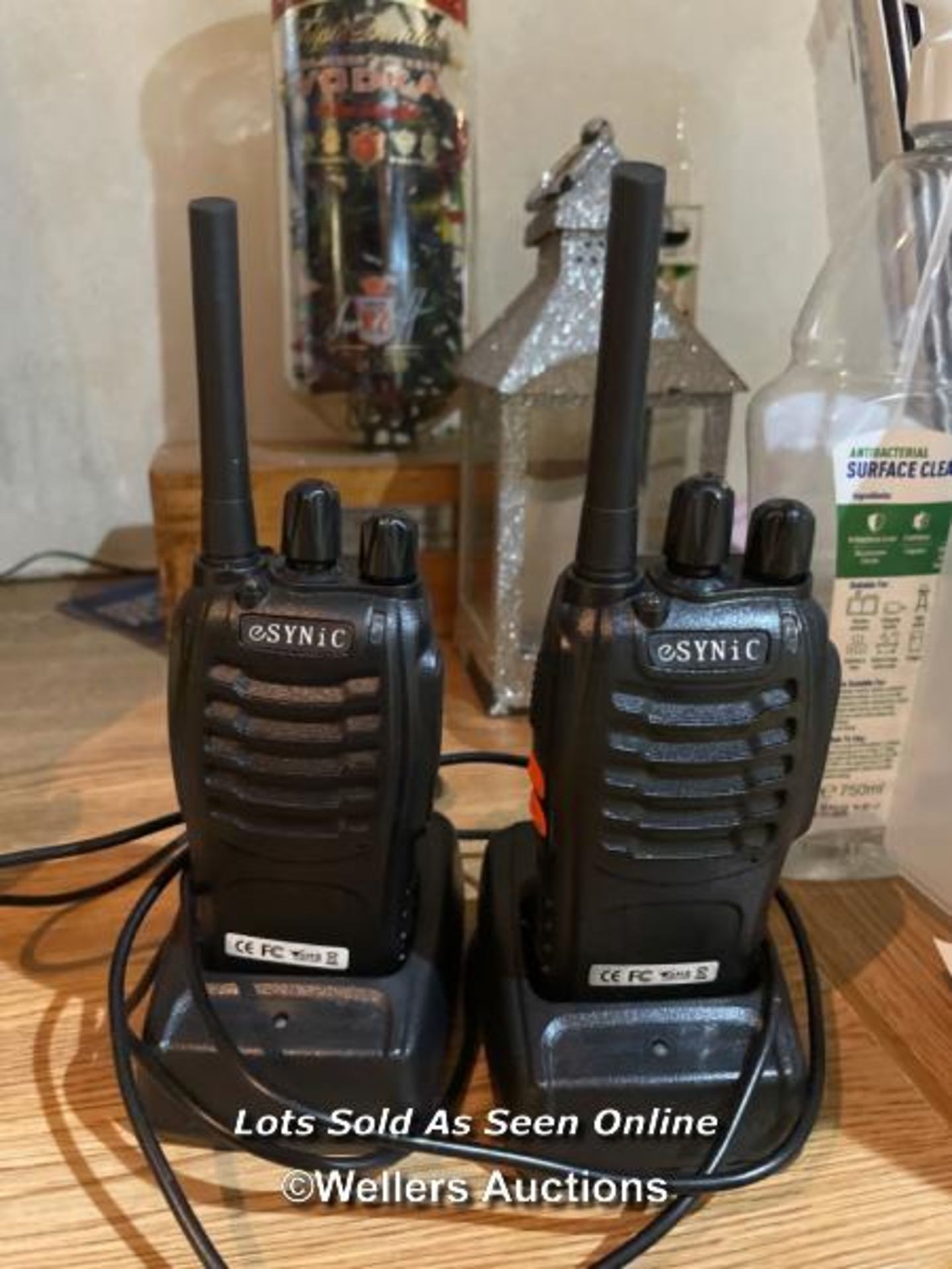 PAIR OF SYNIC WALKIE TALKIES, WITH CHARGING DOCKS AND USB LEADS / COLLECTION LOCATION: OLD WOKING
