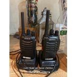 PAIR OF SYNIC WALKIE TALKIES, WITH CHARGING DOCKS AND USB LEADS / COLLECTION LOCATION: OLD WOKING