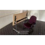 FOLDING DESK AND CHAIR, DESK 70CM (H) X 130CM (L) X 65CM (D) / COLLECTION LOCATION: OLD WOKING