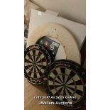 1X WINMAU BLADE 5 AND UNICORN STRIKE DARTBOARDS WITH NEW AND BOXED WINMAU SURROUND, AND ANOTHER /