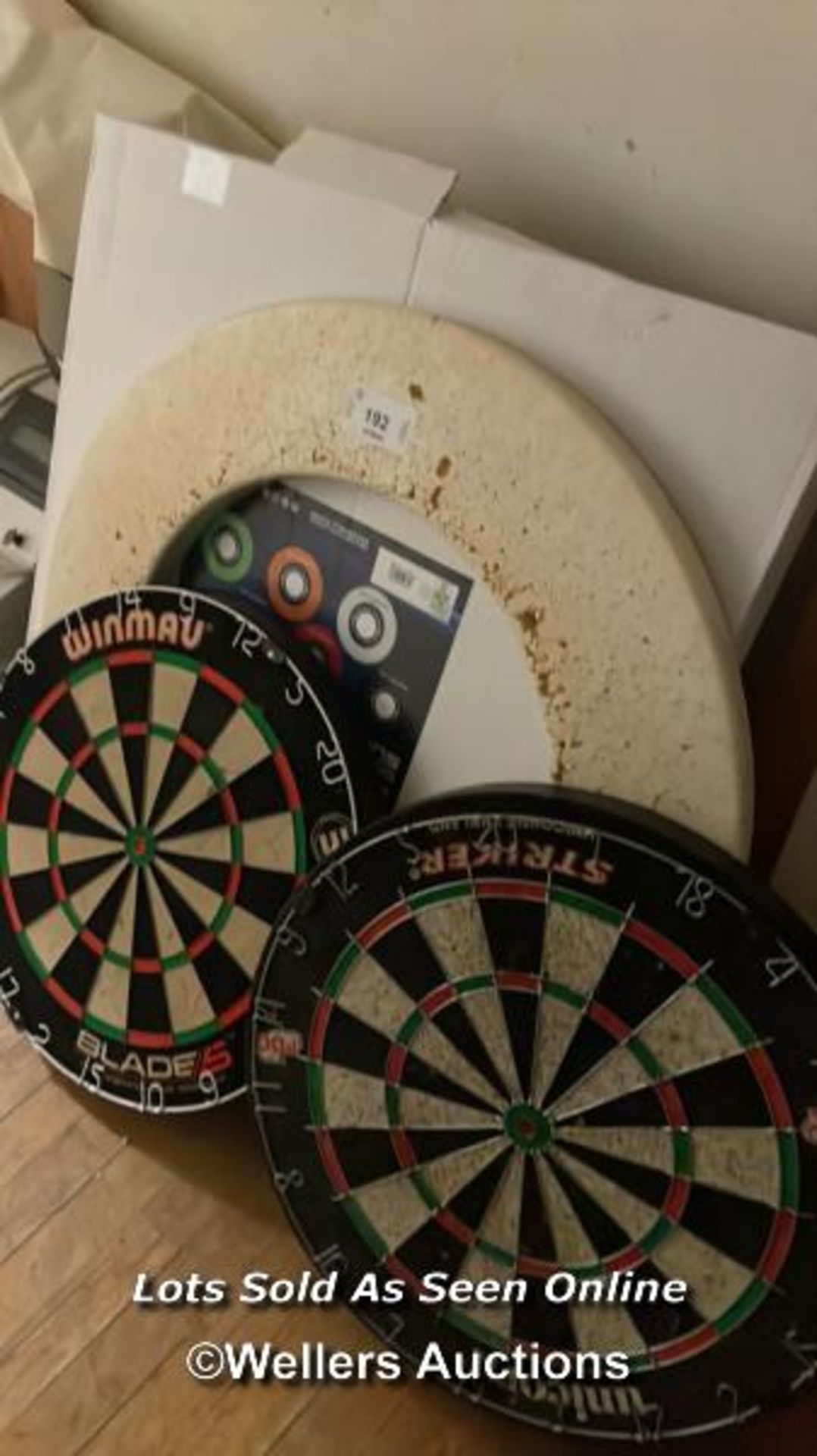 1X WINMAU BLADE 5 AND UNICORN STRIKE DARTBOARDS WITH NEW AND BOXED WINMAU SURROUND, AND ANOTHER /