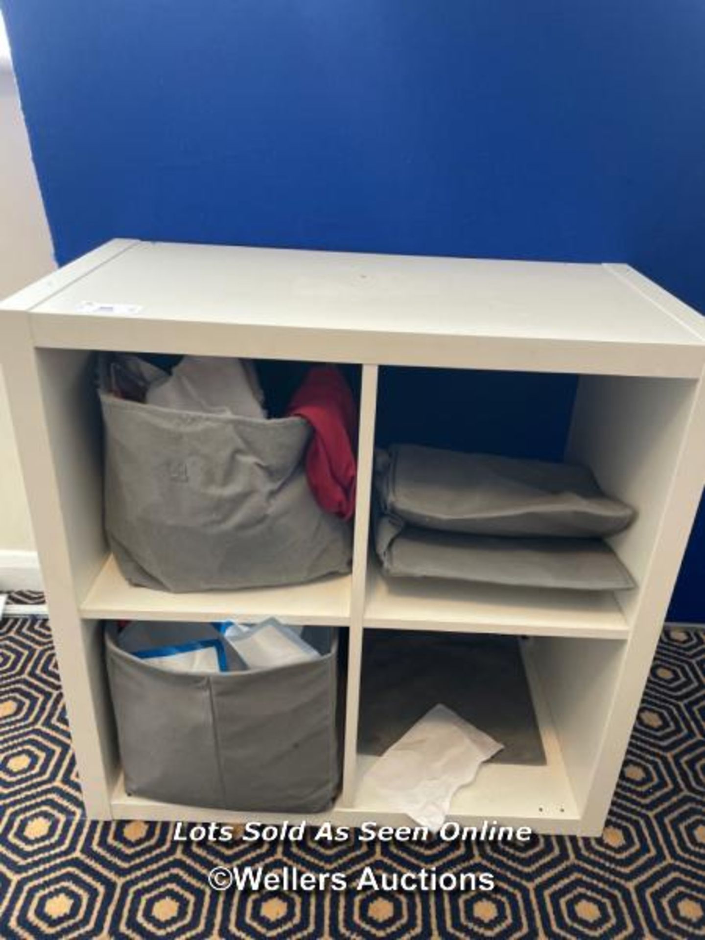 IKEA KALLAX UNIT, 76.5CM (H) X 76.5CM (W) / COLLECTION LOCATION: OLD WOKING DISTRICT RECREATION