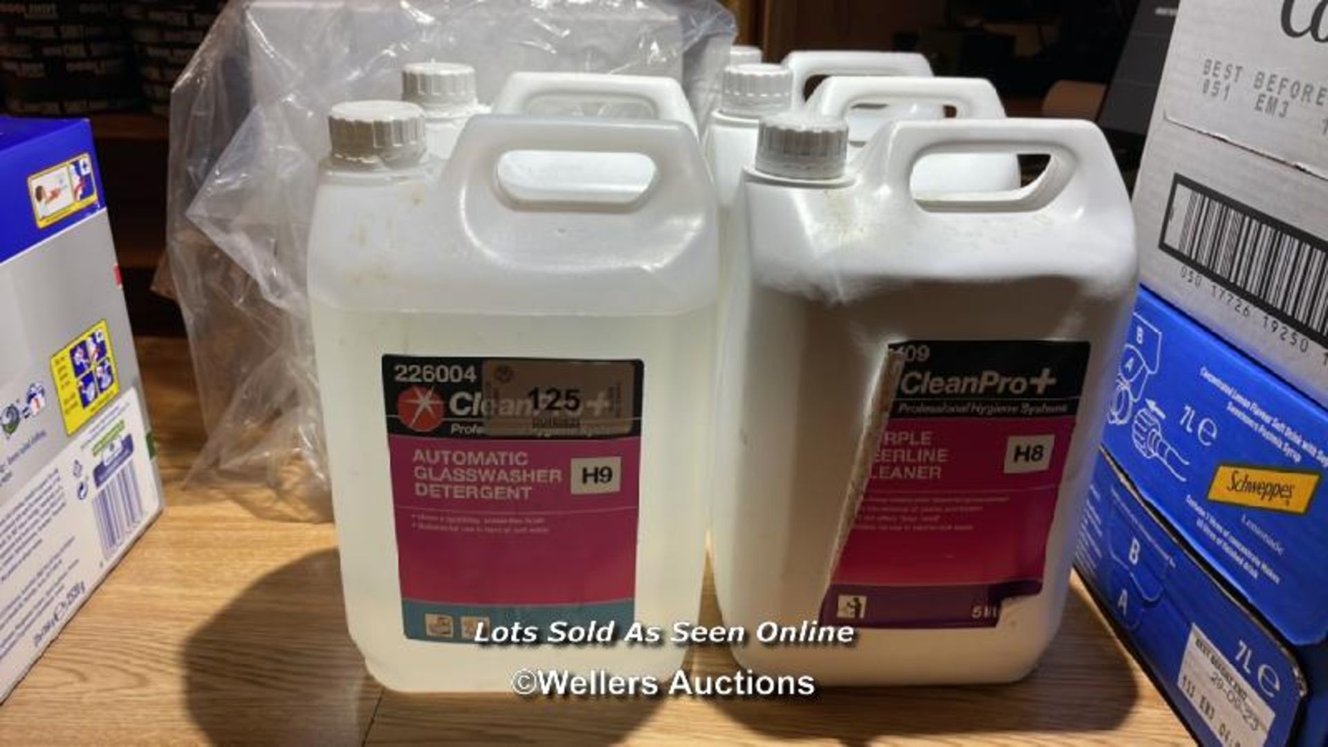 LARGE QUANTITY OF PURPLE BEER LINE CLEANER AND DISHWASHER DETERGENT / COLLECTION LOCATION: OLD