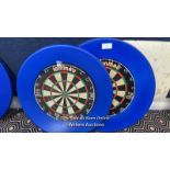 2X WINMAU BLADE 4 DART BOARDS WITH SURROUNDS / COLLECTION LOCATION: OLD WOKING DISTRICT