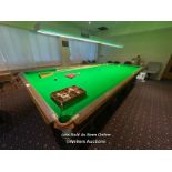 FULL SIZED SNOOKER TABLE BY THURSTON & CO. LTD, FITTED WITH THE LATEST STANDFAST LOW FAST MATCH