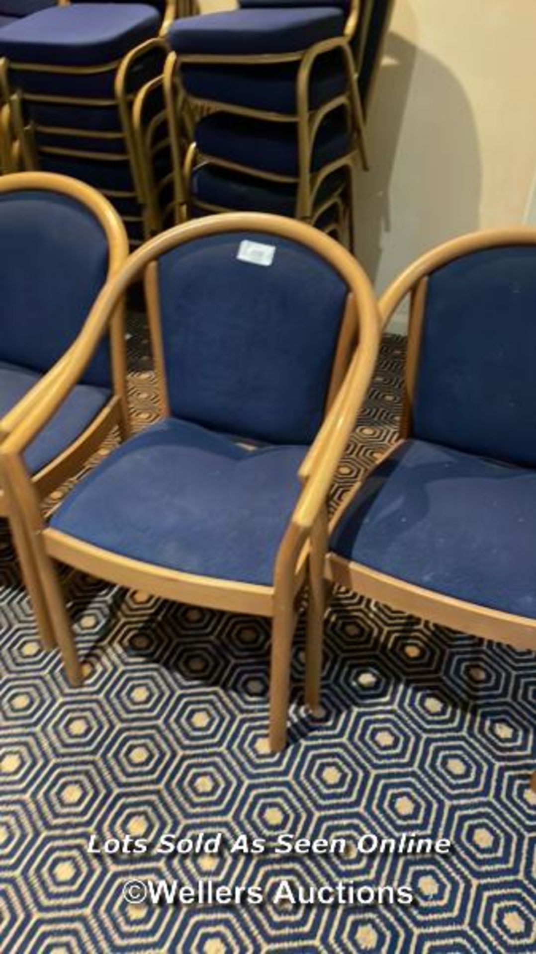 4X ARM CHAIRS WITH CUSHIONED SEAT AND BACKS, / COLLECTION LOCATION: OLD WOKING DISTRICT RECREATION - Image 2 of 3