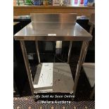 ADEXA TWO TIER STAINLESS STEEL COMMERCIAL KITCHEN WORK BENCH, 99.5CM (H) X 60CM (W) X 60CM (D) /