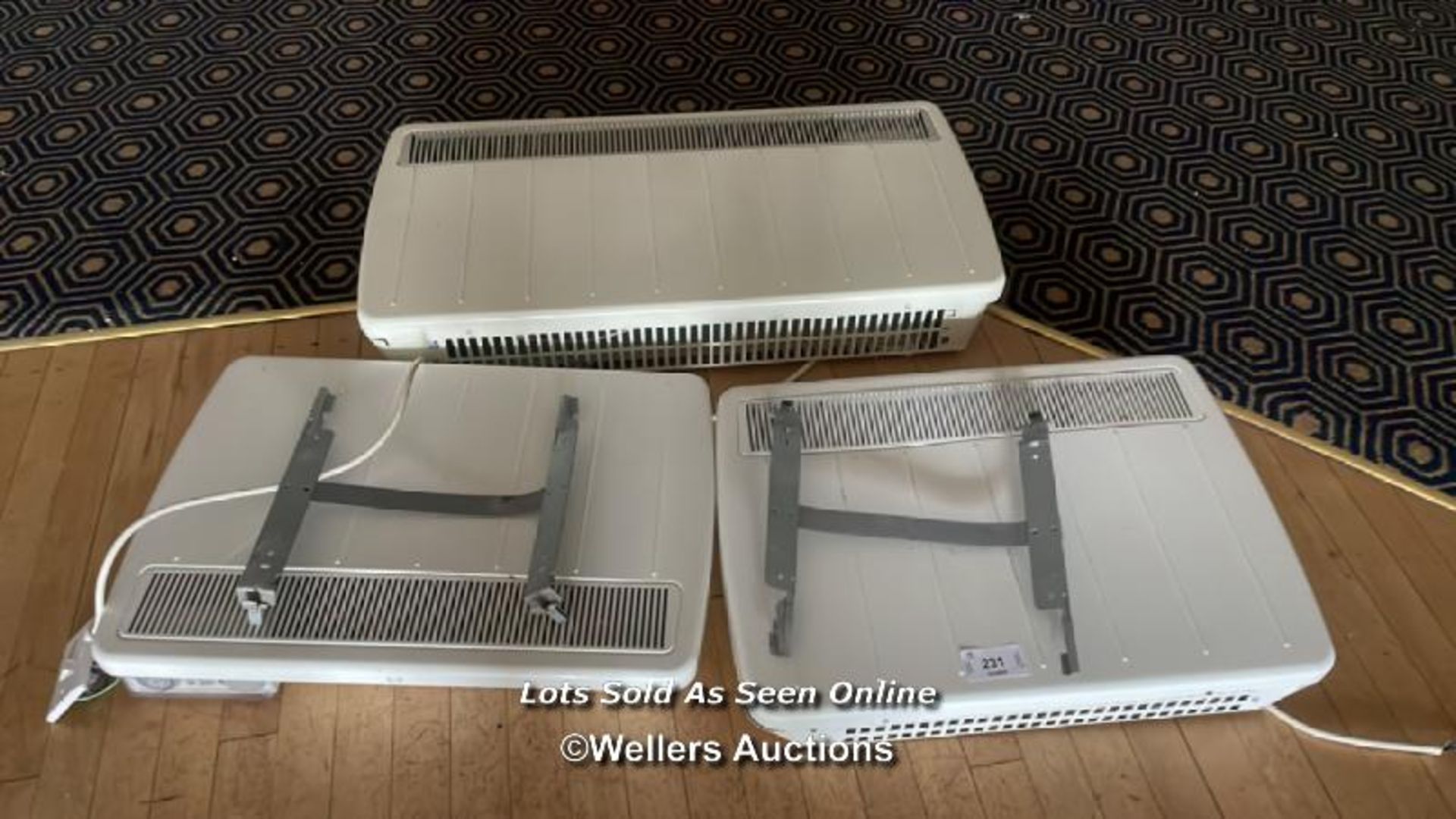3X WALL MOUNTED ELECTRIC RADIATORS, PLUGS HAVE BEEN CUT / COLLECTION LOCATION: OLD WOKING DISTRICT